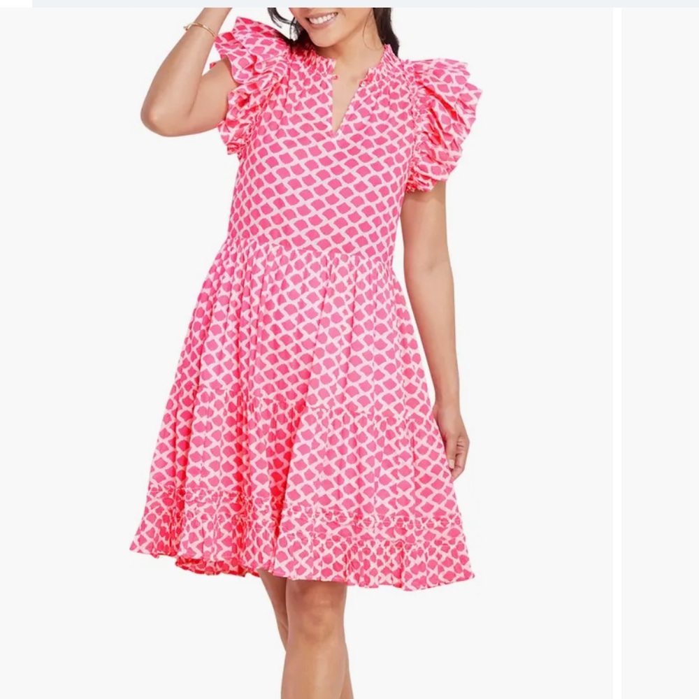 Vineyard Vines NWT Hot Pink Geo Dress L Large